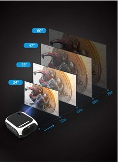 ماركة غير محددة جهاز عرض صغير، جهاز عرض LED محمول عالي الدقة يدعم 1080 بكسل، شاشة 80 بوصة 800 لومن، جهاز عرض سلكي للهاتف، نفس الشاشة لمسرح المنزل والأفلام والحفلات والألعاب متوافق مع HDMI/USB/AV/VGA  - Image 4