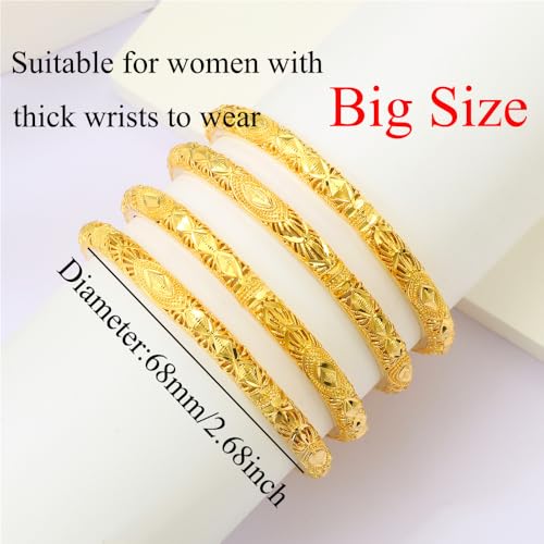 Ethlyn Large sized Bangels Sets for Women Gold Color oversized Big size wrist Bangles&Bracelet Birthday Gift for mum wife girlfriend grandma - Image 3
