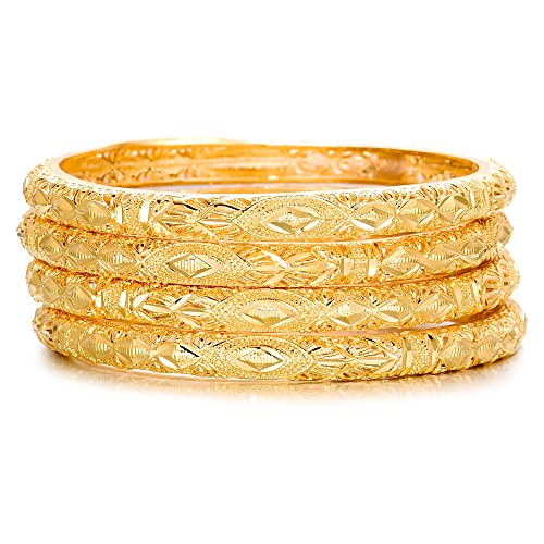 Ethlyn Large sized Bangels Sets for Women Gold Color oversized Big size wrist Bangles&Bracelet Birthday Gift for mum wife girlfriend grandma - Image 1