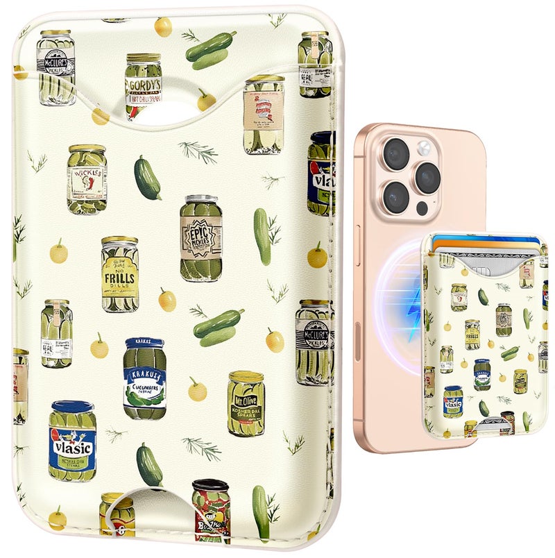 Shorogyt Compatible with Magsafe Wallet Magnetic Card Holder - Phone Wallets Cute Canned Kimchi Design for Women Teen Girls Slim for iPhone 17/16/15/14/13/12 Series for Apple RFID Magnet, Fit 3 Cards - Image 1