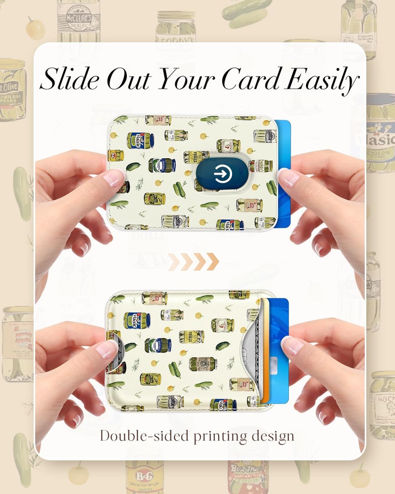 Shorogyt Compatible with Magsafe Wallet Magnetic Card Holder - Phone Wallets Cute Canned Kimchi Design for Women Teen Girls Slim for iPhone 17/16/15/14/13/12 Series for Apple RFID Magnet, Fit 3 Cards - Image 5