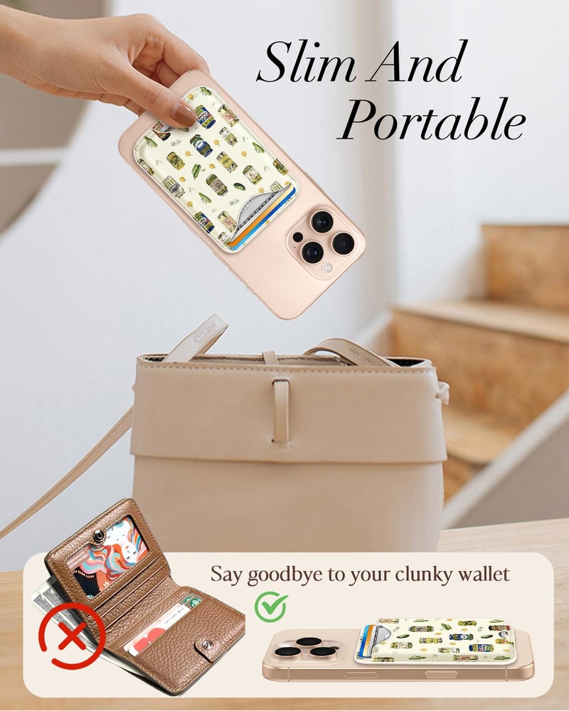 Shorogyt Compatible with Magsafe Wallet Magnetic Card Holder - Phone Wallets Cute Canned Kimchi Design for Women Teen Girls Slim for iPhone 17/16/15/14/13/12 Series for Apple RFID Magnet, Fit 3 Cards - Image 3