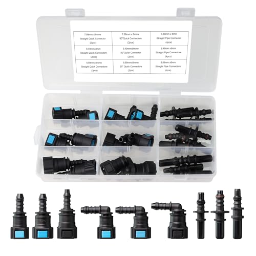 CASIFAVI Fuel Line Quick Connect Kit 24PCSAssorted 516 38 Fuel Line Fittings Nylon Straight PushOn Release Hose Connector - Image 1