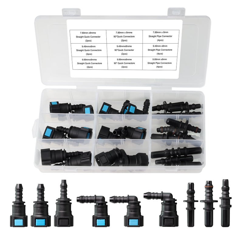 CASIFAVI Fuel Line Quick Connect Kit 24PCSAssorted 516 38 Fuel Line Fittings Nylon Straight PushOn Release Hose Connector - Image 2