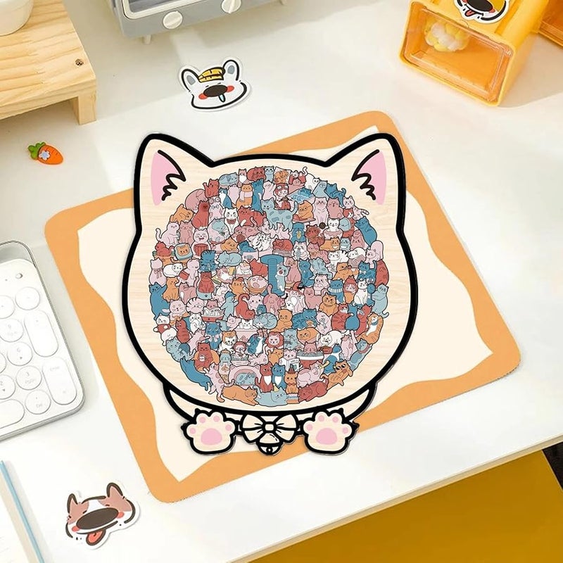 Realistic Cat Wooden Puzzle 135 Pieces Challenging Toy For Adults Kids Home Decor - Image 5