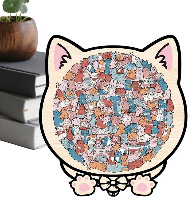 Realistic Cat Wooden Puzzle 135 Pieces Challenging Toy For Adults Kids Home Decor - Image 2
