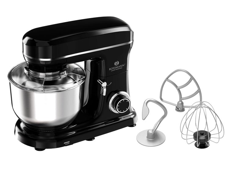 ROSSMANN Rossmann Stand Mixer Professional 1600 Watts 100 Pure Copper Motor 55 Lit removeable SS Bowl 4 Safety Features Metal Gears Planetary Rotation Teflon Coated Accessories Black  - Image 5