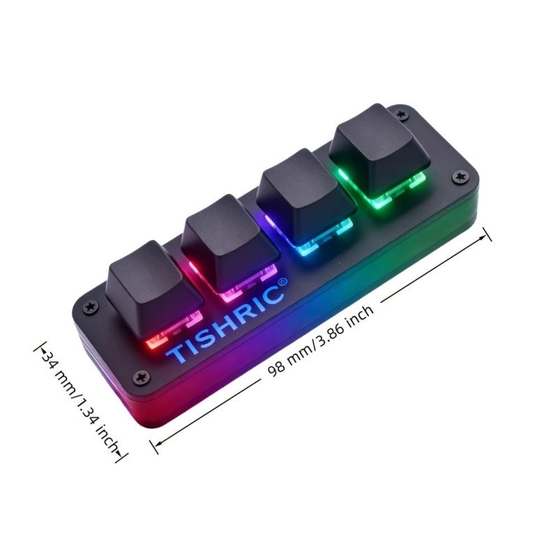 TISHRIC لوحة مفاتيح ميكانيكية صغيرة بـ 4 أزرار، ماكرو، USB، RGB، قابلة للتبديل السريع، لوحة مفاتيح محمولة للبرمجة والألعاب - Image 3