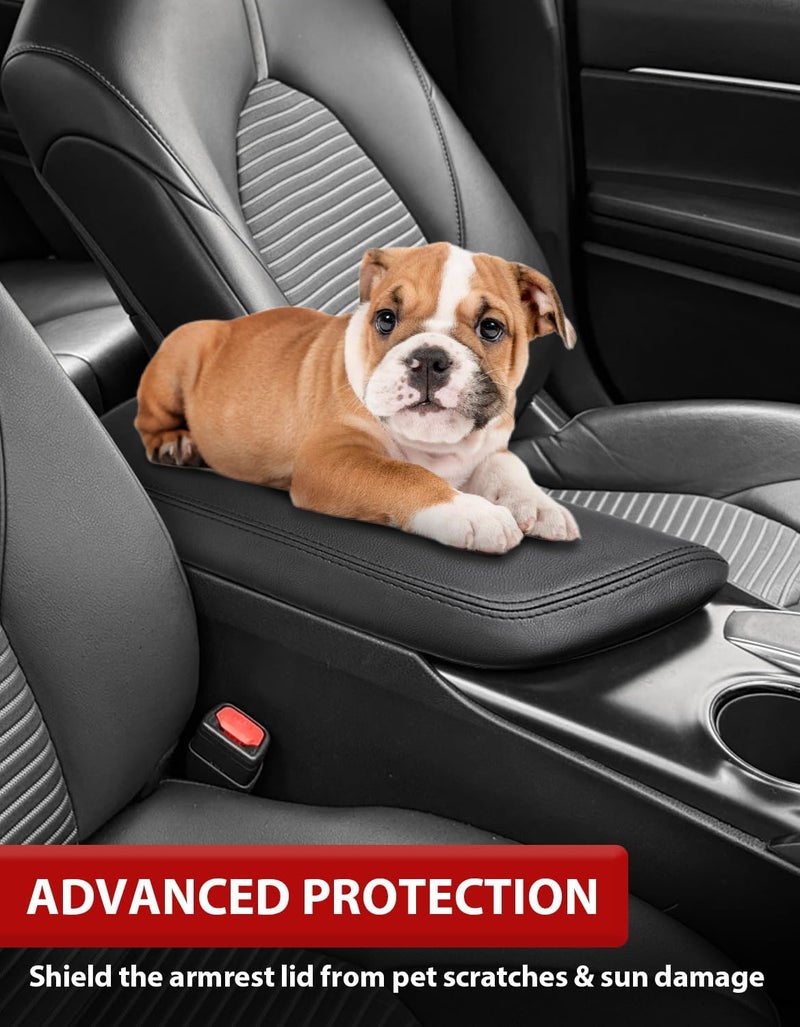 KBH Auto Center Console Lid Armrest Cover for Toyota Camry 2018 2019 2020 2021 2022, Slip-on Middle Console Arm Rest Protector Pad, Microfbier Leather Interior Decoration, Anti-Scratch (Black) - Image 3