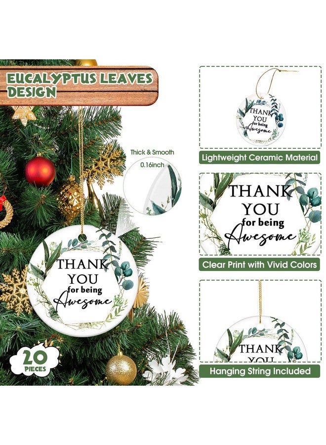 انباجي مجموعة هدايا تقدير عيد الميلاد من Inbagi، 20 قطعة، شكرًا لك على كونك رائعًا، زينة خزفية معلقة، زينة شجرة عيد الميلاد، هدايا شكر لزملاء العمل والموظفين وفريق الإدارة، هدايا يوم الشكر - Image 3