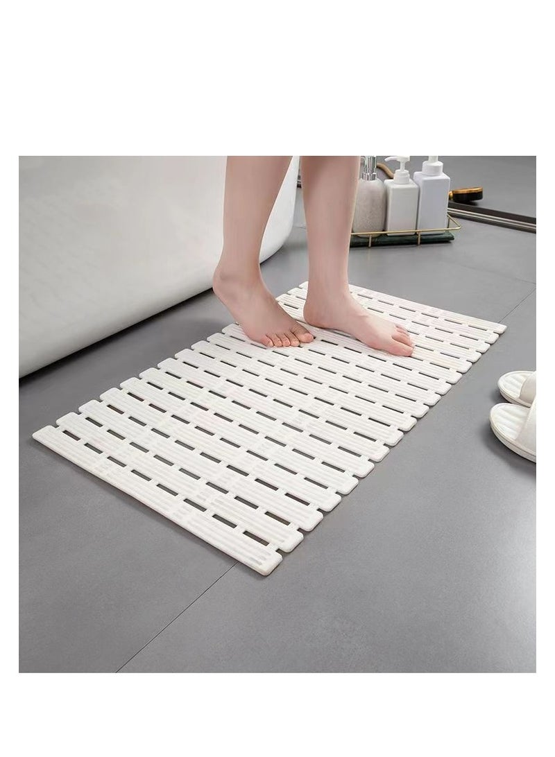 MIXDE Anti Slip Shower Mat With Suction Cups And Drain Holes For Bathroom,15.7x35.4inch Beige - Image 2
