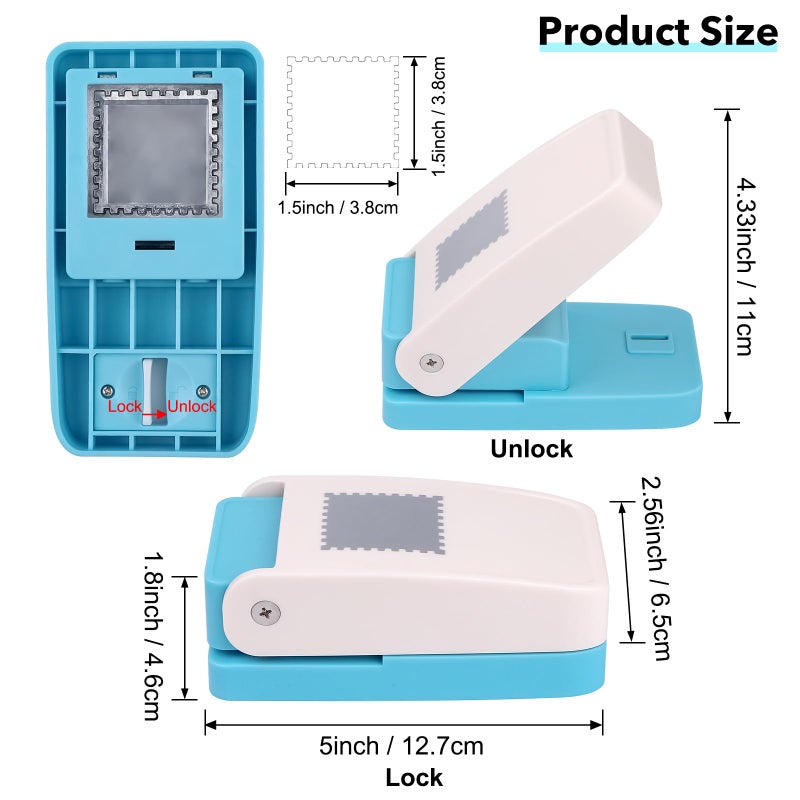 BAOFALI Stamp Puncher 1.5x1.5inch Large Square Postage Stamp Punch |Stamp Hole Puncher| Scalloped Rectangle Lever Action Paper Punches for Crafting Scrapbooking DIY Card Making Arts Crafts Supplies - Image 2