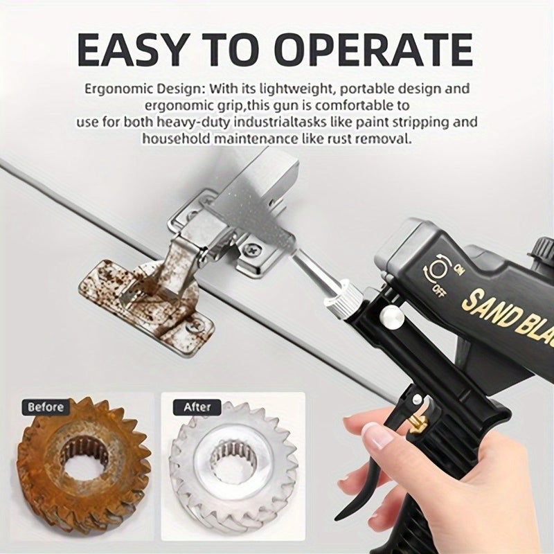 Ergonomic Pneumatic Sandblaster 18oz Capacity Automotive Detailing Rust Removal Tool Powerful Sandblaster - Image 2