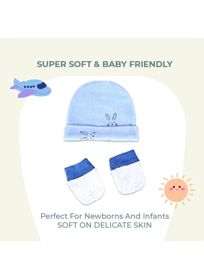 Nurtur طقم هدايا - 4 قطع (بدلة نوم، بدلة قصيرة الأكمام، قبعة، قفازات) أزرق متعدد/للصبي - Image 2