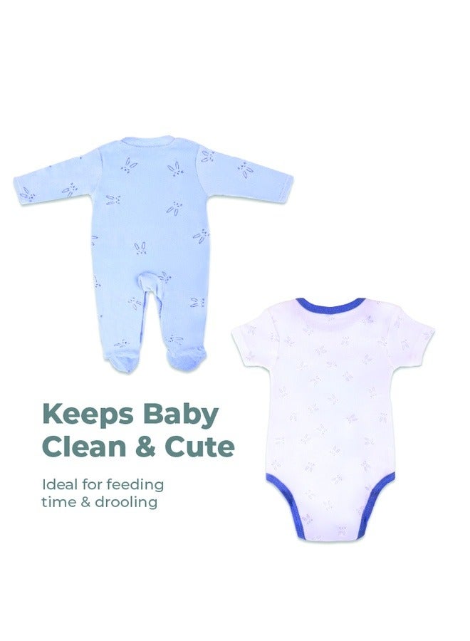 Nurtur طقم هدايا - 4 قطع (بدلة نوم، بدلة قصيرة الأكمام، قبعة، قفازات) أزرق متعدد/للصبي - Image 5