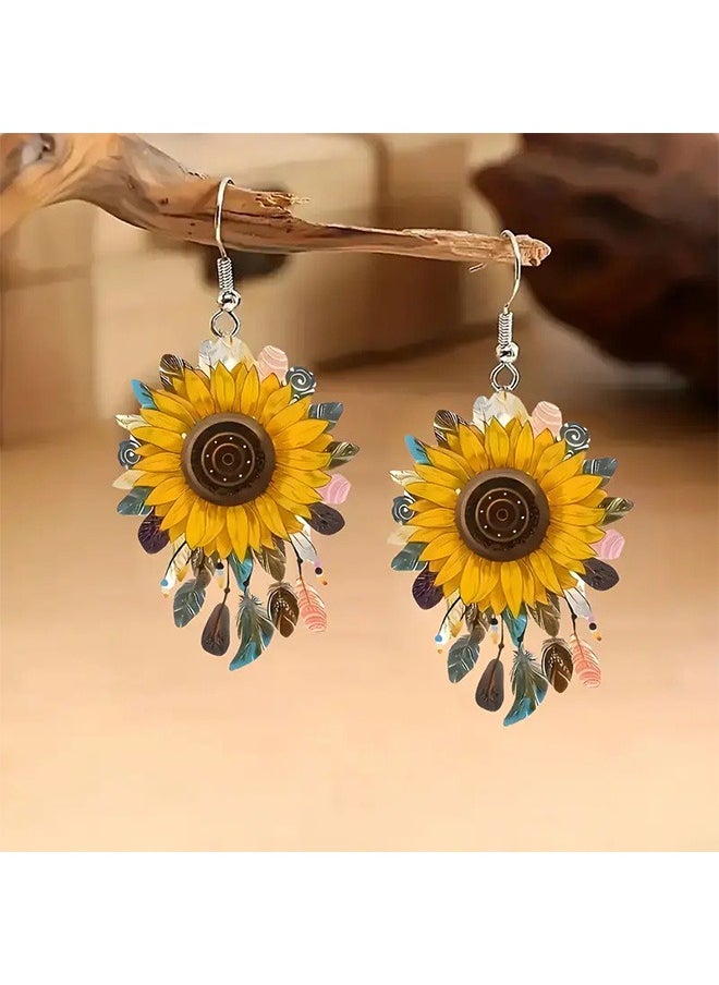 Geustos - Sunflower Acrylic Earrings, New Literature And Elegant Multifunctional Earrings - Image 1