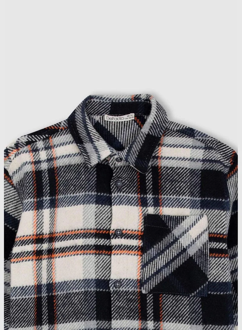 DeFacto Boy Oversize Fit Polo Neck Woven Long Sleeve Shirt