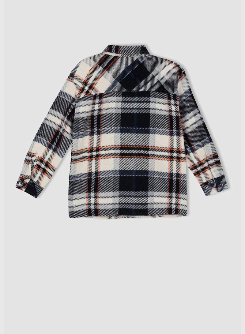 DeFacto Boy Oversize Fit Polo Neck Woven Long Sleeve Shirt