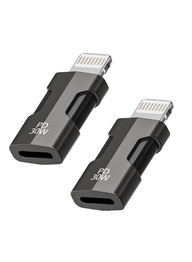 NajmStyle 2 Pack Type C Female to Lightning Male Adapter, PD 30W Fast Charging & Transfer Data,USB Type C Female to Lightning Male Adapter,Compatible with cellphone, iPad, Computer, Ntebook, Laptop and more Type C devices - Image 1
