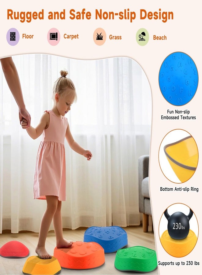 Astrell Stepping Stones for Kids - 5pcs Durable Non-Slip Toddler Stepping Stones for Promoting Toddler's Motor Balance Skills, Indoor & Outdoor Obstacle Course Game Toys for Toddler & Kids Age 3+ - Image 2