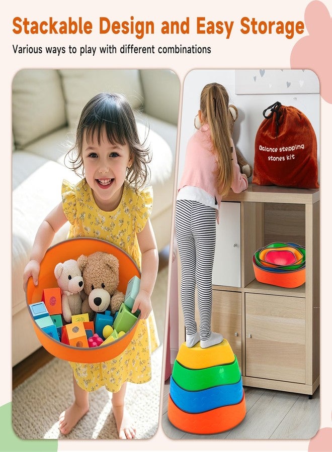 Astrell Stepping Stones for Kids - 5pcs Durable Non-Slip Toddler Stepping Stones for Promoting Toddler's Motor Balance Skills, Indoor & Outdoor Obstacle Course Game Toys for Toddler & Kids Age 3+ - Image 5