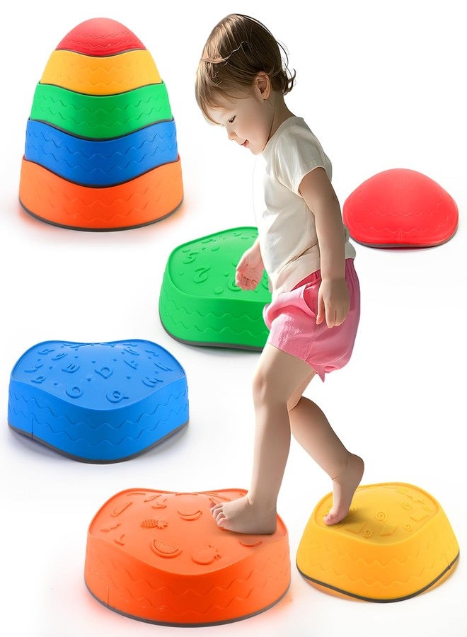 Astrell Stepping Stones for Kids - 5pcs Durable Non-Slip Toddler Stepping Stones for Promoting Toddler's Motor Balance Skills, Indoor & Outdoor Obstacle Course Game Toys for Toddler & Kids Age 3+ - Image 1