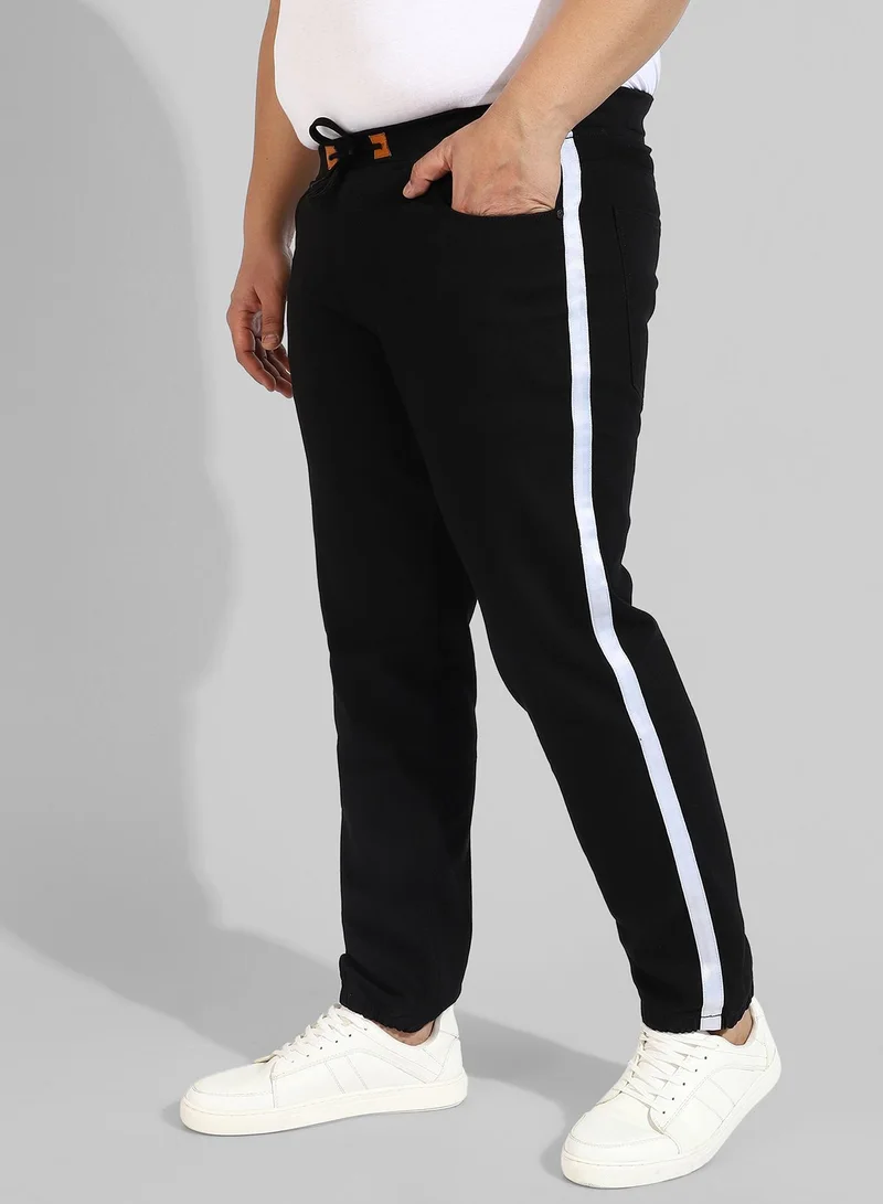 Instafab Plus Men's Classic Solid Black Regular Fit Denim Jeans