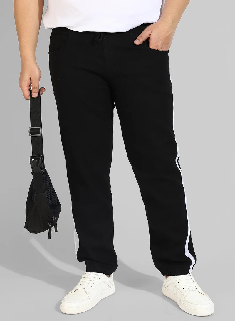 Instafab Plus Men's Classic Solid Black Regular Fit Denim Jeans