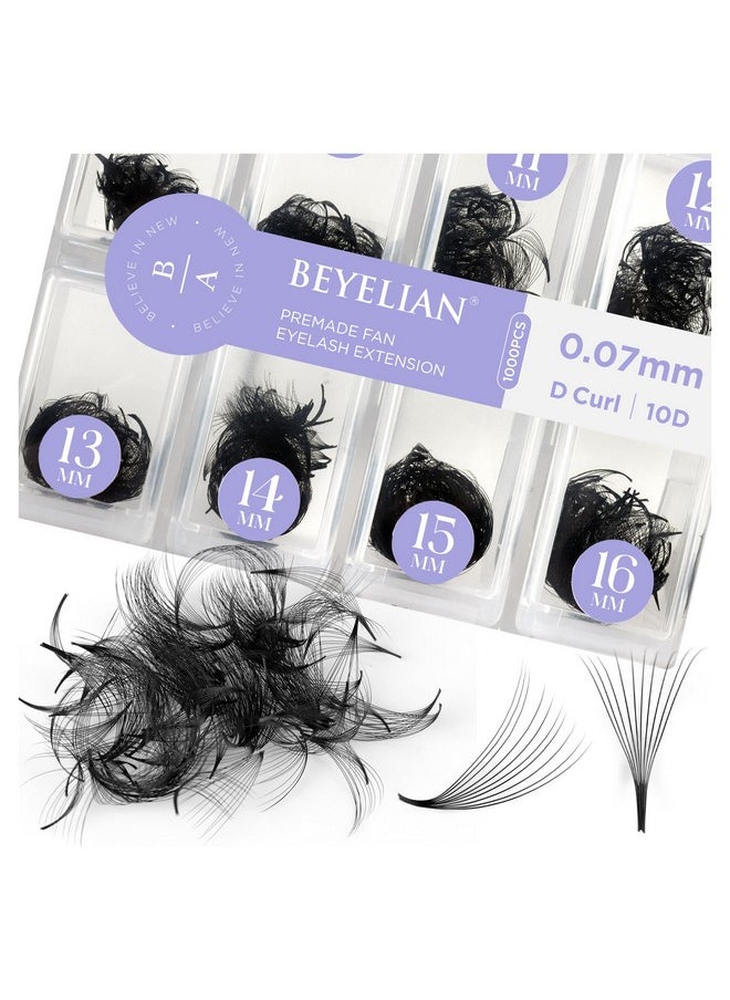 BEYELIAN 1000 Fans Premade Fans Eyelash Extensions Beyelian 0.07Mm 10D D Curl Volume Lash Extensions Pre Made Fans Lash Extensions Handmade Promade Loose Fans Thin Base 916Mm Mixed  - Image 1