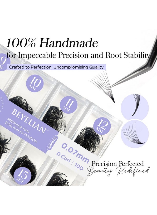 BEYELIAN 1000 Fans Premade Fans Eyelash Extensions Beyelian 0.07Mm 10D D Curl Volume Lash Extensions Pre Made Fans Lash Extensions Handmade Promade Loose Fans Thin Base 916Mm Mixed  - Image 4
