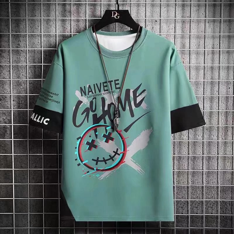 Short-sleeved T-shirt Men's Summer New Casual All-match T-shirt Half-sleeved T-shirt Men's Fashionable Top for Teenagers - Image 1