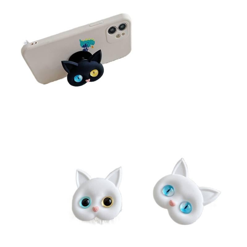 Phone Holder Silicone Cute Cat with Full Rotation for Fits Most Smartphones in Black with Lightweight Carry - Image 3