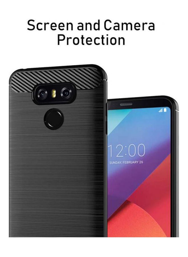 إسكدنيا غطاء حماية واقٍ مضاد للصدمات مصنوع من ألياف الكربون والبولي يوريثان الحراري الناعم لهاتف إل جي G6 لون أسود - Image 2