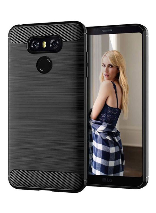 إسكدنيا غطاء حماية واقٍ مضاد للصدمات مصنوع من ألياف الكربون والبولي يوريثان الحراري الناعم لهاتف إل جي G6 لون أسود - Image 1