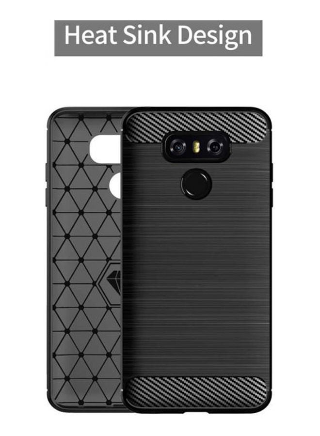 إسكدنيا غطاء حماية واقٍ مضاد للصدمات مصنوع من ألياف الكربون والبولي يوريثان الحراري الناعم لهاتف إل جي G6 لون أسود - Image 4