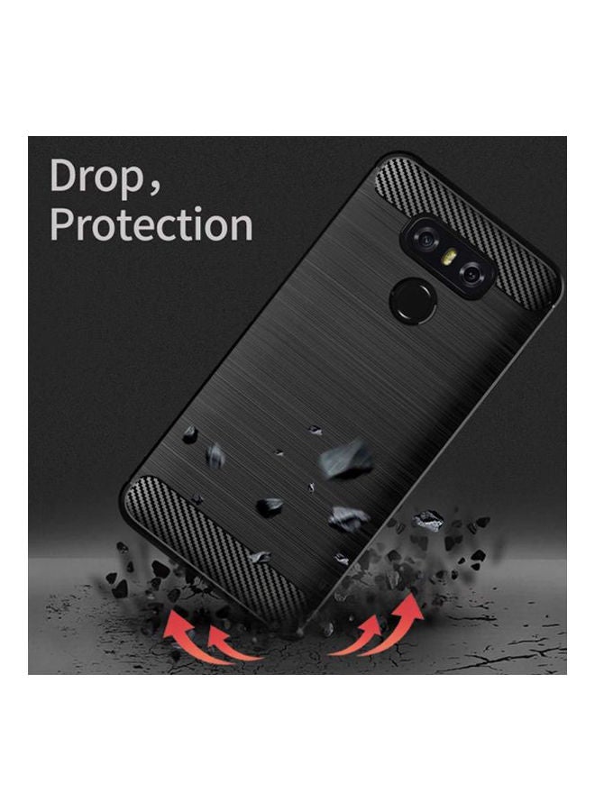 إسكدنيا غطاء حماية واقٍ مضاد للصدمات مصنوع من ألياف الكربون والبولي يوريثان الحراري الناعم لهاتف إل جي G6 لون أسود - Image 3