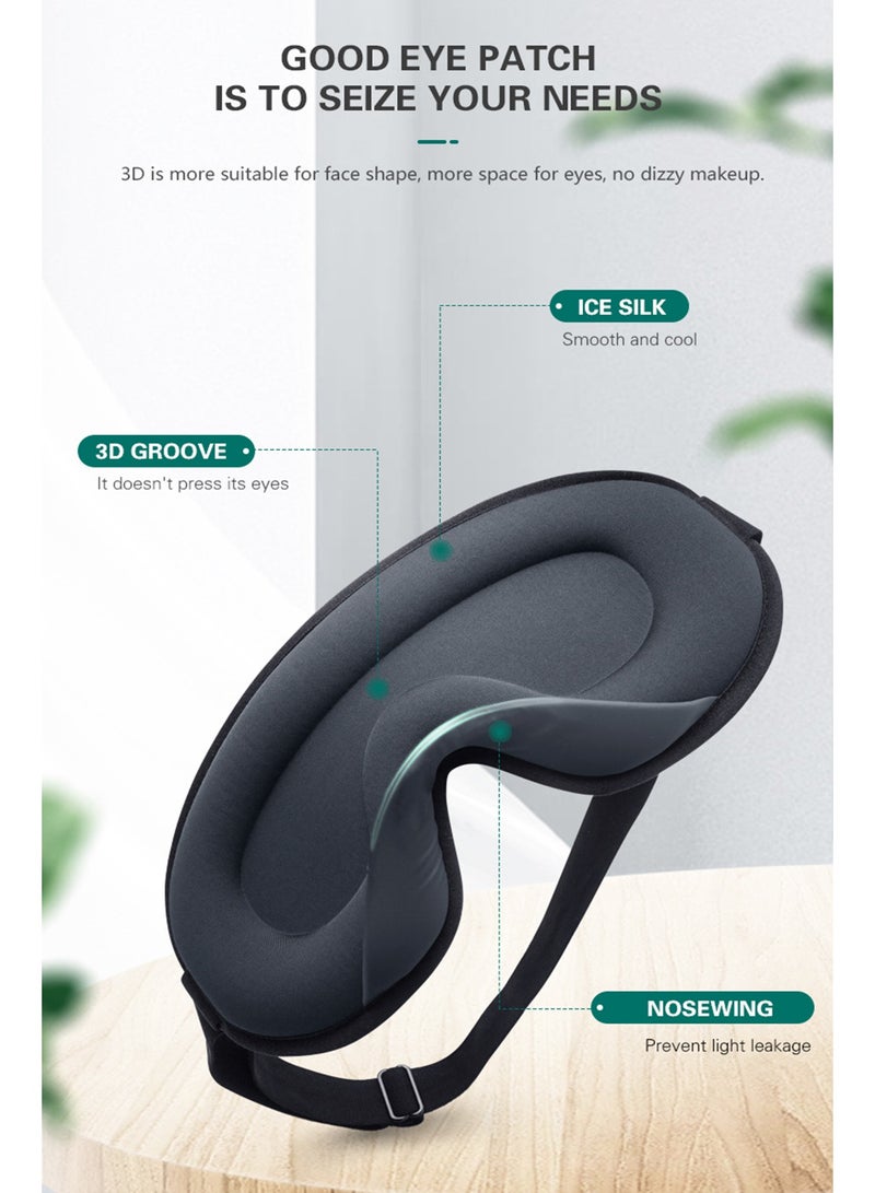 Aurafly Sleep Mask ,Includes 1 Eye Mask and 2 Sleep Earplugs - 3D Contoured Sleeping Mask, 100% Light Blocking Eye Mask, Zero Eye Pressure Cup Blindfold for Men Women, Cool and Breathable, with Adjustable Strap ,Sleeping, Yoga, Traveling (Black) - Image 2