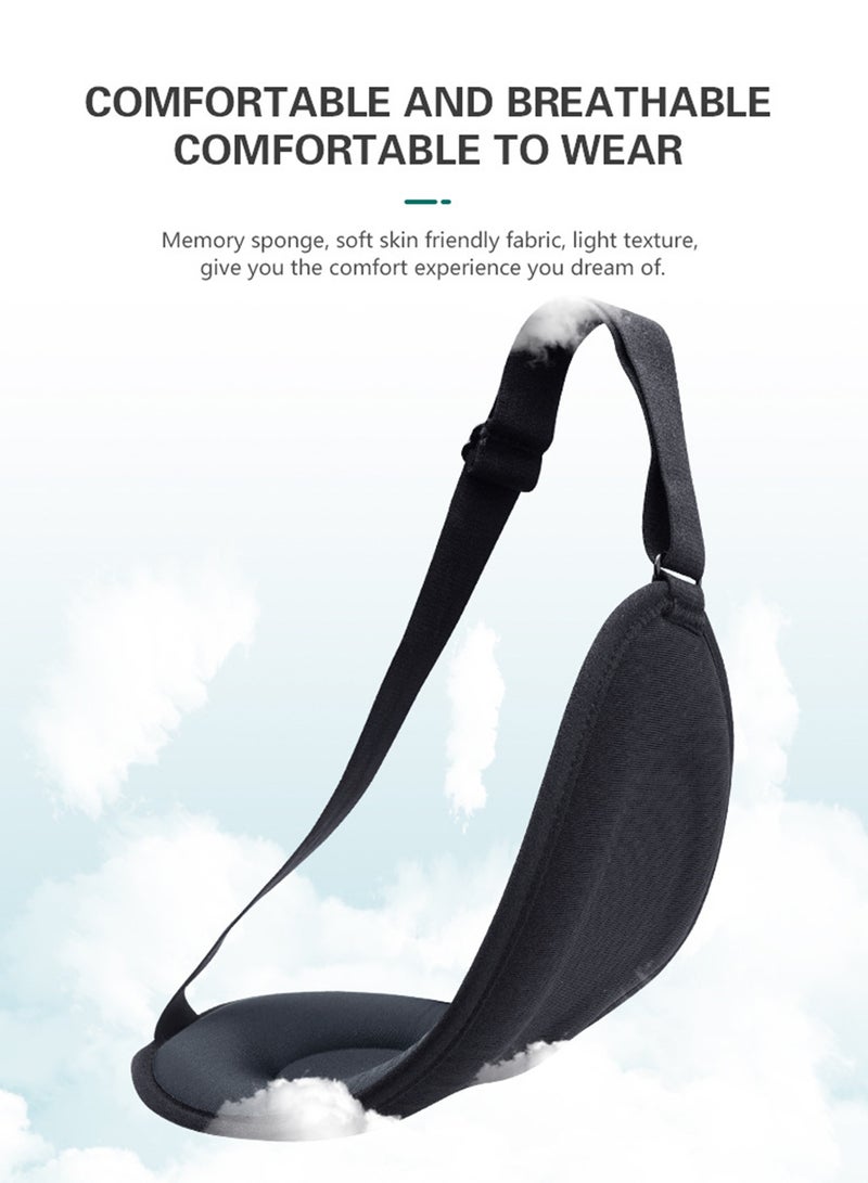Aurafly Sleep Mask ,Includes 1 Eye Mask and 2 Sleep Earplugs - 3D Contoured Sleeping Mask, 100% Light Blocking Eye Mask, Zero Eye Pressure Cup Blindfold for Men Women, Cool and Breathable, with Adjustable Strap ,Sleeping, Yoga, Traveling (Black) - Image 3
