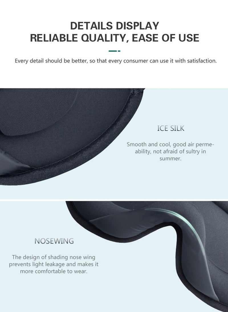 Aurafly Sleep Mask ,Includes 1 Eye Mask and 2 Sleep Earplugs - 3D Contoured Sleeping Mask, 100% Light Blocking Eye Mask, Zero Eye Pressure Cup Blindfold for Men Women, Cool and Breathable, with Adjustable Strap ,Sleeping, Yoga, Traveling (Black) - Image 5