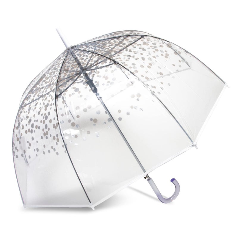 ShedRain Clear Bubble Umbrella â€“ See Through, Rain & Windproof Umbrella - Perfect for Weddings, Prom, Graduation - Automatic Open, Silver Dots Design - Image 1