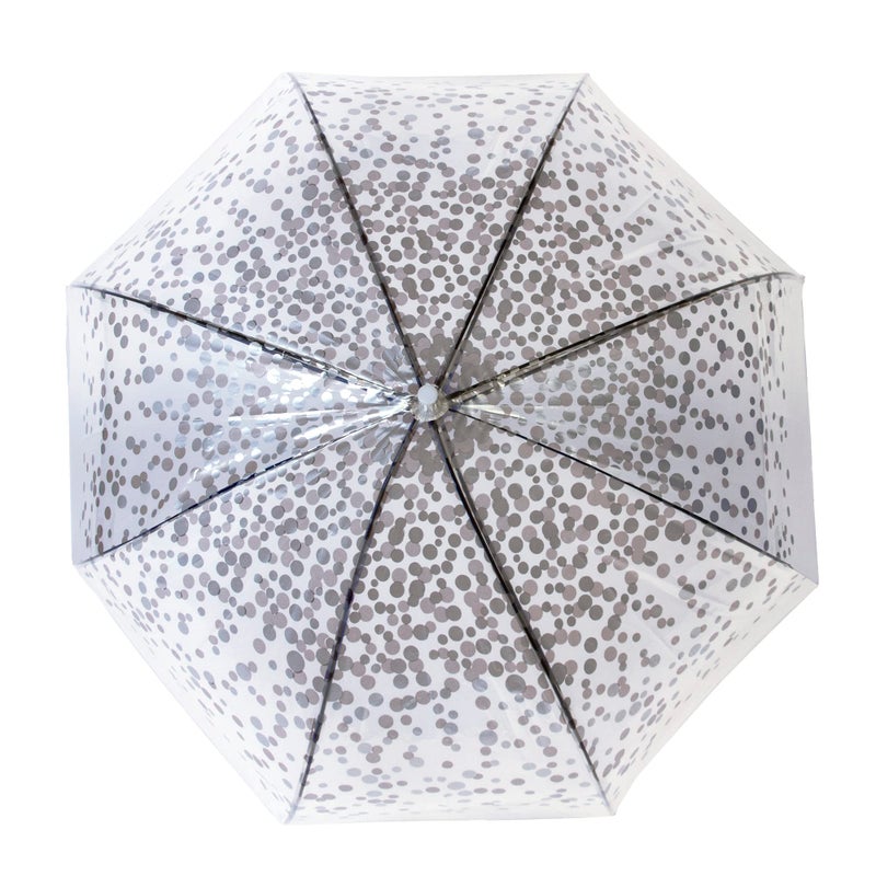 ShedRain Clear Bubble Umbrella â€“ See Through, Rain & Windproof Umbrella - Perfect for Weddings, Prom, Graduation - Automatic Open, Silver Dots Design - Image 3