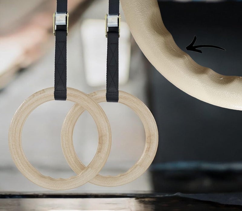 Techhark حلقة الجمباز ABS مع حزام قابل للتعديل بسعة عالية مع أحزمة قابلة للتعديل بطول 14.5 قدم لتدريب اللياقة البدنية الوظيفية في المنزل لتمرين كامل الجسم (حلقة. بيضاء فاتحة) - Image 1