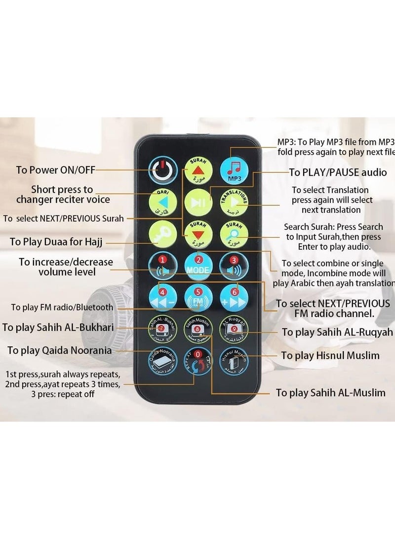 Quran Speaker, SQ200 Remote Control Bluetooth Quran Speaker,Portable Bluetooth Wireless Quran Speaker MP3 Player 8GB TF FM Quran Quran Translator USB Rechargeable Speaker Makkah hajj Gifts (Black)  - Image 5