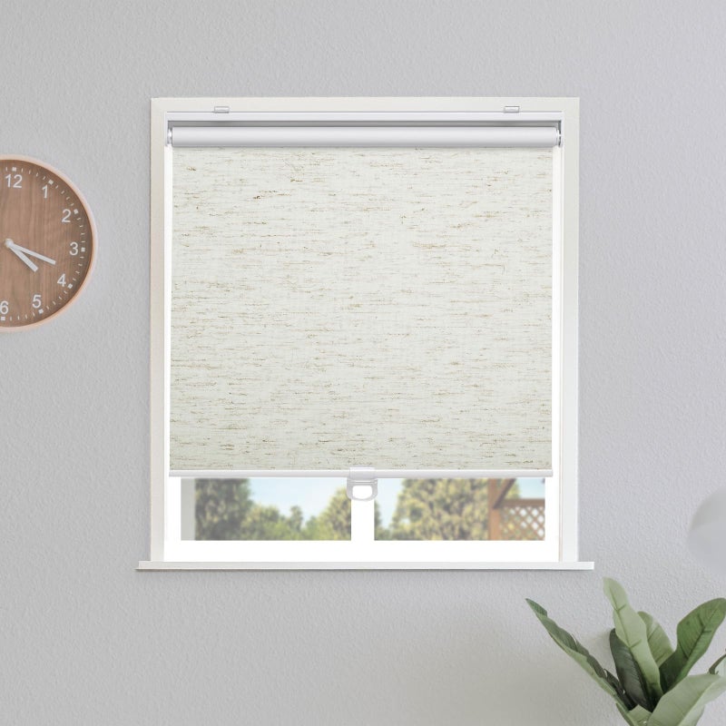 SUNOFF Blackout Roller Shades Cordless Blinds for Windows Pull Down Room Darkening Door with Thermal Insulated Easy to Install for Home,Office,Bedroom 23 W x 72 H(58W cm x 183H cm),Linen Beige - Image 1