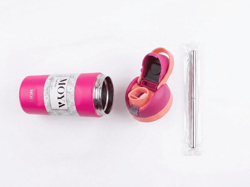 Moya "True Tide"  16oz Insulated Sustainable Water Bottle Hot Pink - Image 4