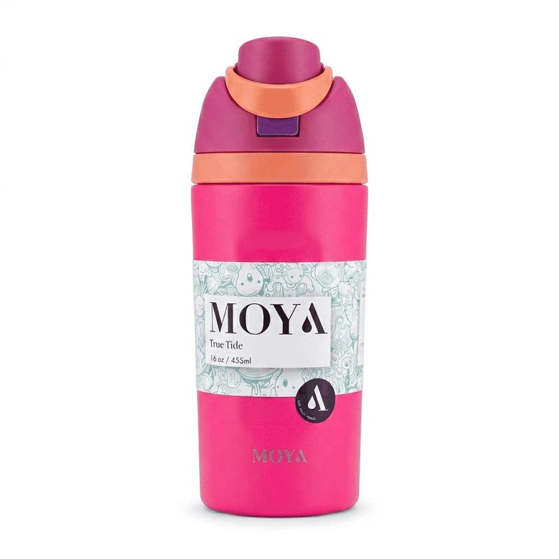 Moya "True Tide"  16oz Insulated Sustainable Water Bottle Hot Pink - Image 3