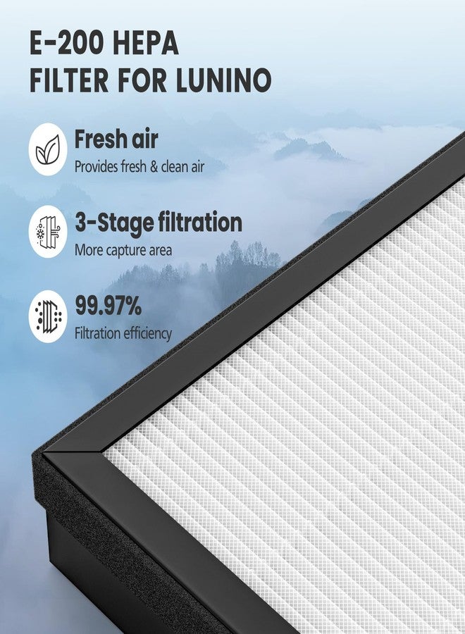 iSingo 2 Pack E-200 H13 HEPA Air Filter Compatible with LUNINO E-200 Air Purifier Filter Replacement 3 Stage Strong and Efficient Filtration For LUNINO Home Large Room up to 1740sq.ft - Image 4