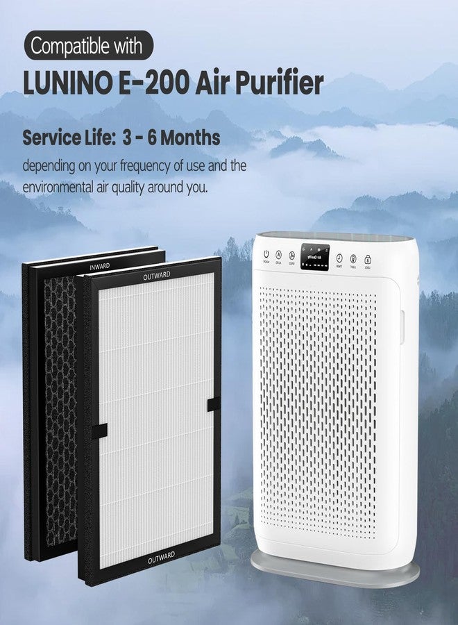 iSingo 2 Pack E-200 H13 HEPA Air Filter Compatible with LUNINO E-200 Air Purifier Filter Replacement 3 Stage Strong and Efficient Filtration For LUNINO Home Large Room up to 1740sq.ft - Image 2