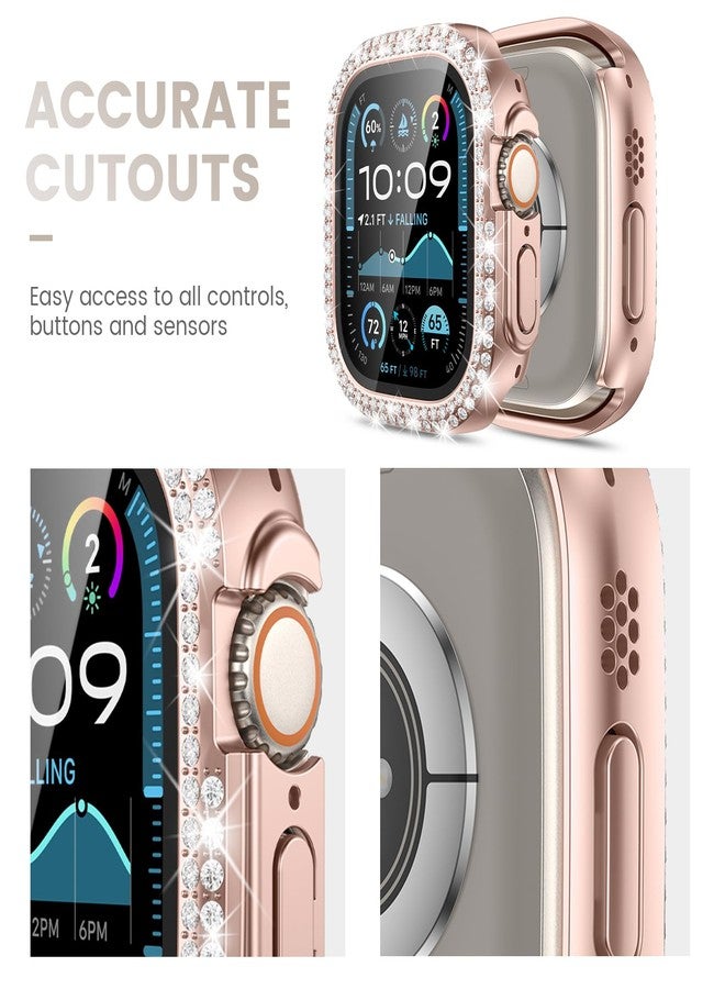 تينسي Tensea [عبوة من 3 قطع] لحماية شاشة ساعة Apple Watch Ultra 2/Ultra مقاس 49 مم، غطاء حماية صلب من البولي كربونات بتصميم ماسي، مزود بغشاء زجاجي مقوى مدمج، غطاء وجه لامع واقٍ للنساء، 49 مم - Image 5