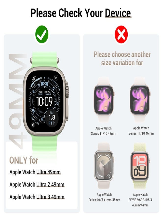 تينسي Tensea [عبوة من 3 قطع] لحماية شاشة ساعة Apple Watch Ultra 2/Ultra مقاس 49 مم، غطاء حماية صلب من البولي كربونات بتصميم ماسي، مزود بغشاء زجاجي مقوى مدمج، غطاء وجه لامع واقٍ للنساء، 49 مم - Image 2